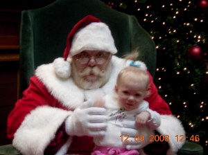 Ella & Santa Attempt #2 to sit with Santa
